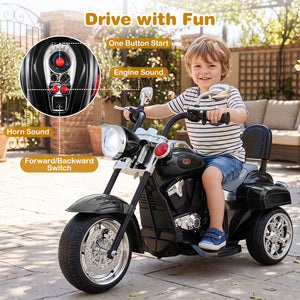 6V Powered Toddler 3-Wheel Motorbike Ride On Toy with Horn and Headlight-Black view 6