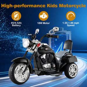 6V Powered Toddler 3-Wheel Motorbike Ride On Toy with Horn and Headlight-Black view 7