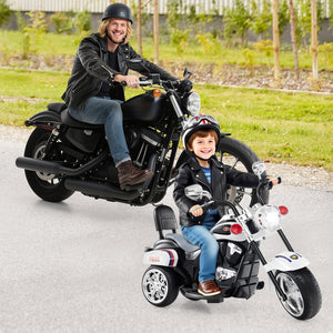 6V Powered Toddler 3-Wheel Motorbike Ride On Toy with Horn and Headlight-Black and White view 3