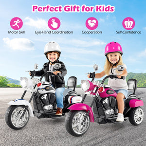 6V Powered Toddler 3-Wheel Motorbike Ride On Toy with Horn and Headlight-Black and White view 5