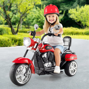 6V Powered Toddler 3-Wheel Motorbike Ride On Toy with Horn and Headlight-Black & Red view 2