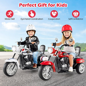 6V Powered Toddler 3-Wheel Motorbike Ride On Toy with Horn and Headlight-Black & Red view 5