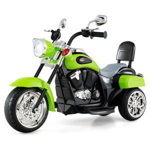 6V Powered Toddler 3-Wheel Motorbike Ride On Toy with Horn and Headlight-Green