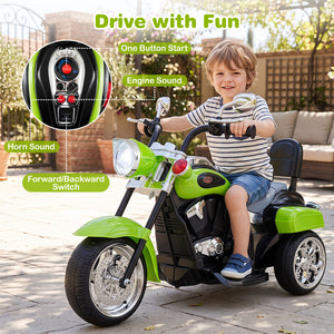 6V Powered Toddler 3-Wheel Motorbike Ride On Toy with Horn and Headlight-Green view 6