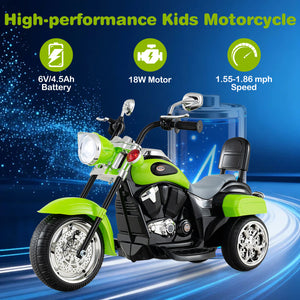 6V Powered Toddler 3-Wheel Motorbike Ride On Toy with Horn and Headlight-Green view 7