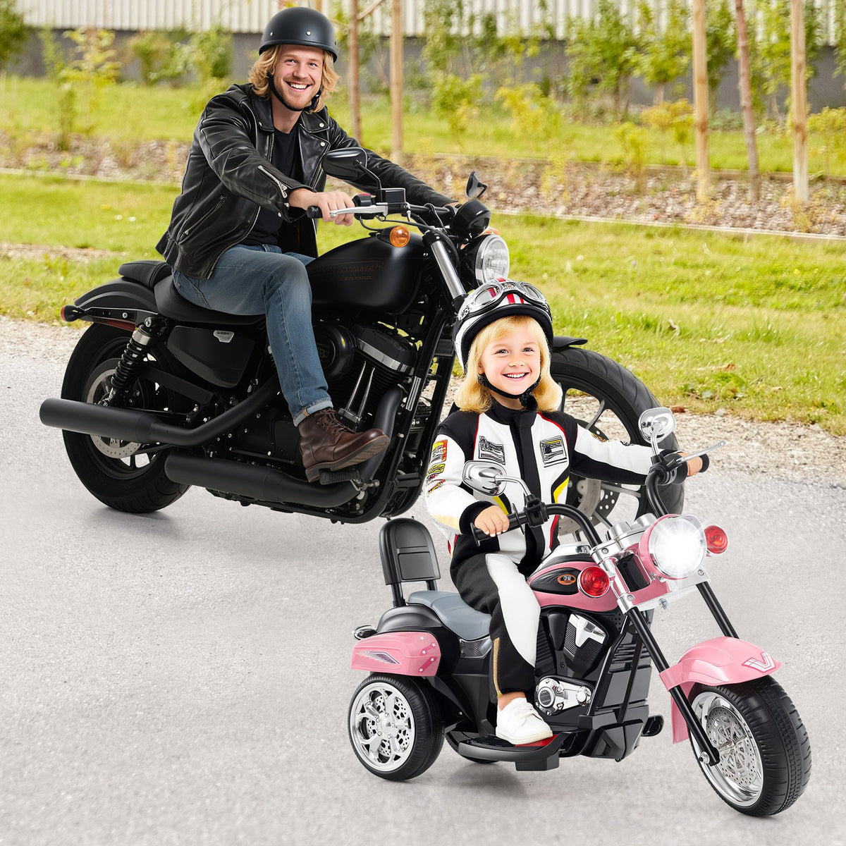 6V Powered Toddler 3-Wheel Motorbike Ride On Toy with Horn and Headlight-Heart Pink view 3