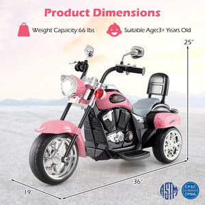 6V Powered Toddler 3-Wheel Motorbike Ride On Toy with Horn and Headlight-Heart Pink view 4