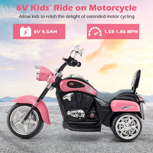 6V Powered Toddler 3-Wheel Motorbike Ride On Toy with Horn and Headlight-Heart Pink view 8