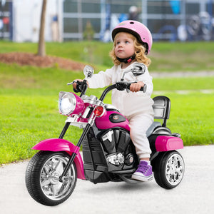 6V Powered Toddler 3-Wheel Motorbike Ride On Toy with Horn and Headlight-Hot Pink view 2