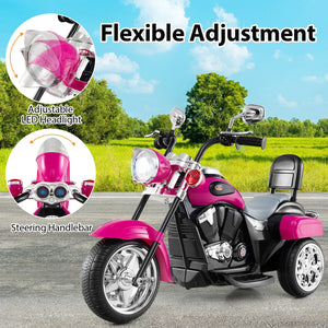 6V Powered Toddler 3-Wheel Motorbike Ride On Toy with Horn and Headlight-Hot Pink view 5
