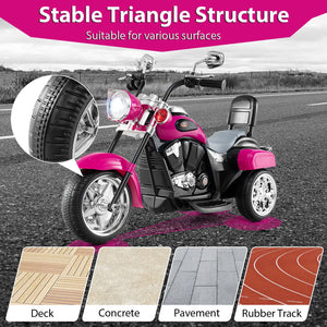 6V Powered Toddler 3-Wheel Motorbike Ride On Toy with Horn and Headlight-Hot Pink view 8
