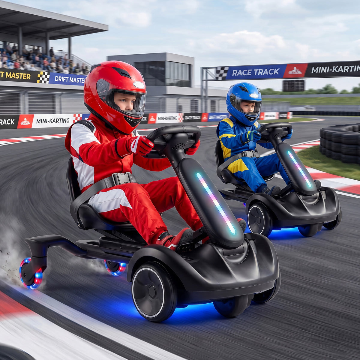 6V Ride-on Drift Car with Lights and Adjustable Seat-Black view 2