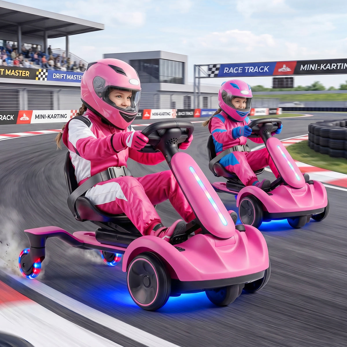 6V Ride-on Drift Car with Lights and Adjustable Seat-Pink view 2