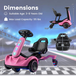6V Ride-on Drift Car with Lights and Adjustable Seat-Pink view 4