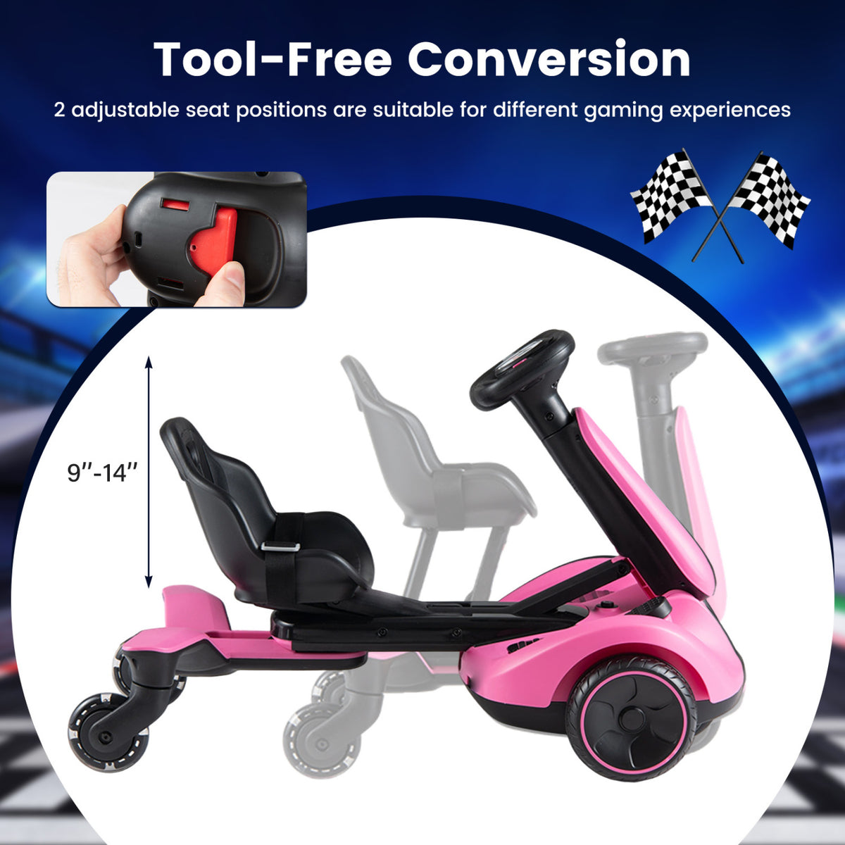 6V Ride-on Drift Car with Lights and Adjustable Seat-Pink view 6