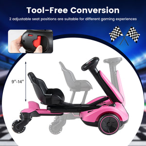 6V Ride-on Drift Car with Lights and Adjustable Seat-Pink view 6
