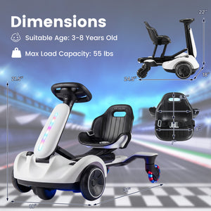 6V Ride-on Drift Car with Lights and Adjustable Seat-White view 4