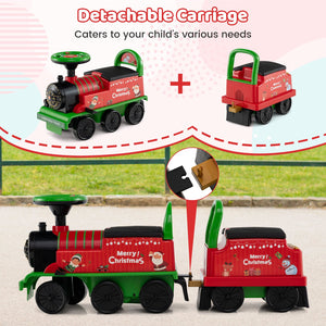 6V Ride on Train 2-Seater with Carriage and Flashing LED Lights-Green view 6