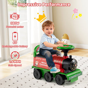 6V Ride on Train 2-Seater with Carriage and Flashing LED Lights-Green view 7