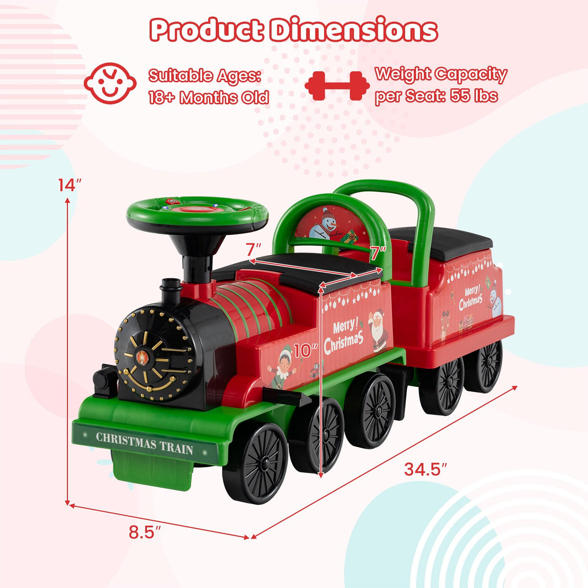 6V Toddler Ride On Train Combo: Track Ride & 2-Seater Carriage Set view 4