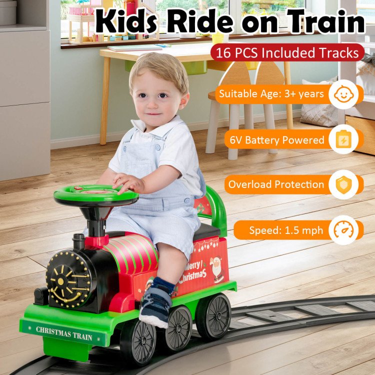 6V Toddler Ride On Train Combo: Track Ride & 2-Seater Carriage Set view 6