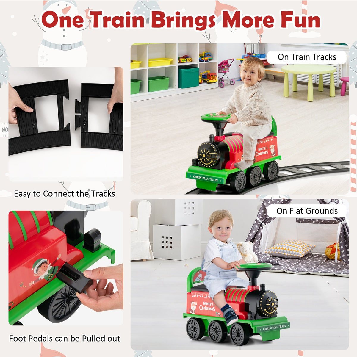 6V Toddler Ride On Train Combo: Track Ride & 2-Seater Carriage Set view 7