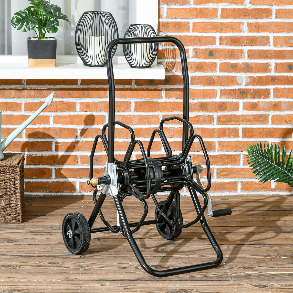 98 ft of 5/8" Hose Reel Cart (Hose Not Included), Garden Water Hose Carts with Wheels for Yard, Lawn, Black – view 6