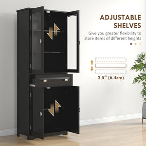 63" 4-Door Kitchen Pantry Cabinet, Freestanding Storage Cabinet Cupboard with Adjustable Shelves, Black – view 4