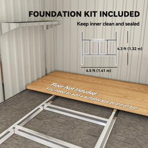 5'x7' Lean to Galvanized Metal Shed with Foundation, Garden Tool Storage House with Sliding Door and 2 – view 19