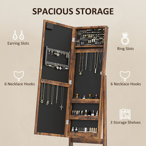 Free Standing Armoire Organizer, Lighted Mirrored Jewelry Cabinet w/ Angle Adjustable & 16 LED Lights Warm – view 31