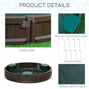Kids Sandbox with Cover, Seat, Sandbox Outdoor for Backyard, Brown