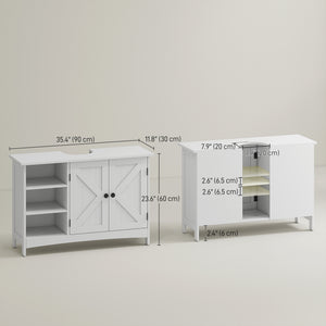 Bathroom Vanity Cabinet, Under Sink Storage Cabinet with Double Doors, Open and Adjustable Shelves, White