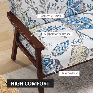 Compact Loveseat Sofa Couch Linen Fabric Double Seat Sofa with Rubber Wood Legs Cream White – view 11