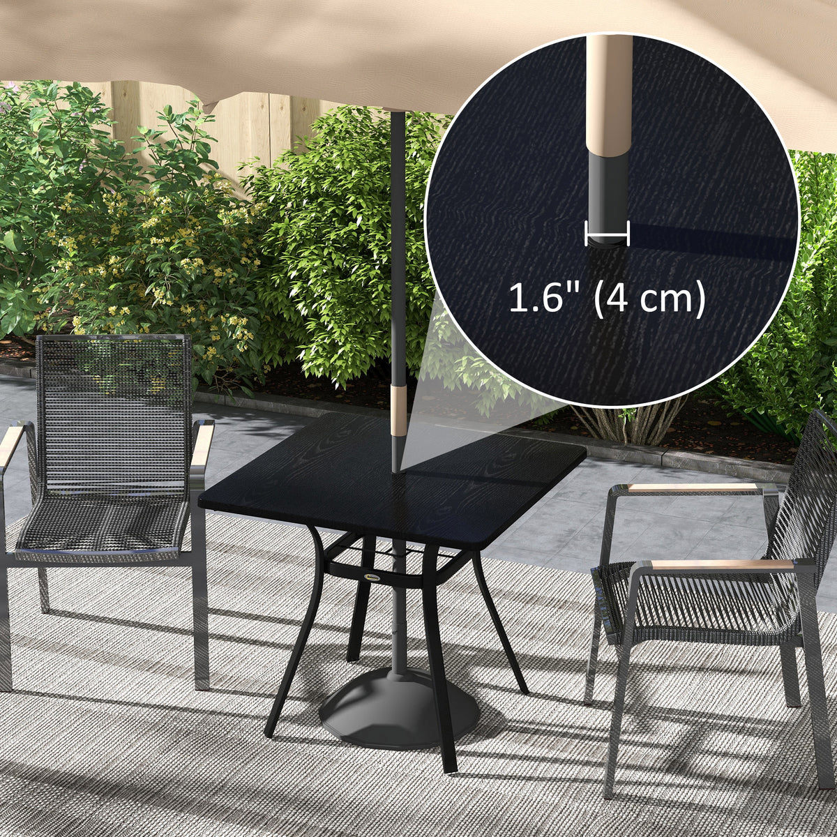 Rectangle Patio Dining Table for 4 People with Steel Legs, Metal Tabletop for Garden, Backyard, Lawn, Balcony, Black