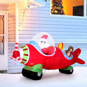 7.2 Feet Christmas Inflatables Airplane with Gift Boxes and Built-in LED Lights view 3
