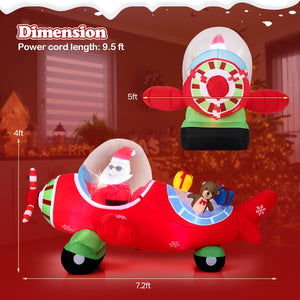 7.2 Feet Christmas Inflatables Airplane with Gift Boxes and Built-in LED Lights view 4
