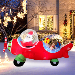 7.2 Feet Christmas Inflatables Airplane with Gift Boxes and Built-in LED Lights view 5