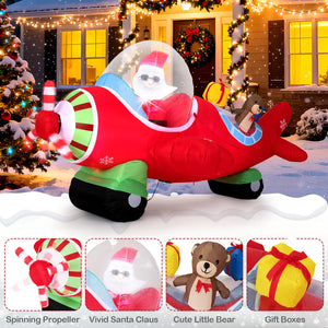 7.2 Feet Christmas Inflatables Airplane with Gift Boxes and Built-in LED Lights view 7