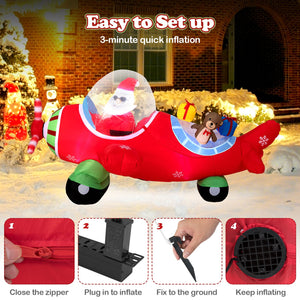 7.2 Feet Christmas Inflatables Airplane with Gift Boxes and Built-in LED Lights view 9