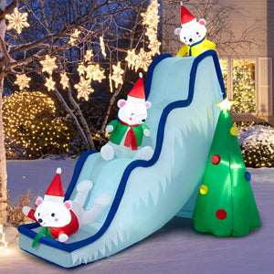 9 Feet Inflatable Polar Bear Slide Scene Decoration with LED Lights view 2