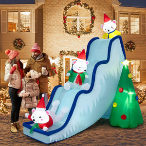 9 Feet Inflatable Polar Bear Slide Scene Decoration with LED Lights view 3