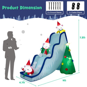 9 Feet Inflatable Polar Bear Slide Scene Decoration with LED Lights view 4