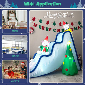 9 Feet Inflatable Polar Bear Slide Scene Decoration with LED Lights view 5