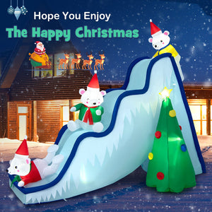 9 Feet Inflatable Polar Bear Slide Scene Decoration with LED Lights view 6