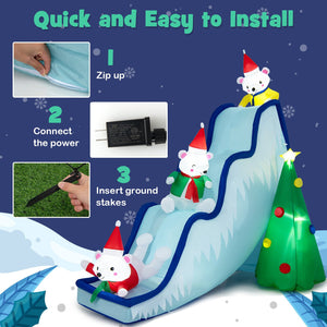 9 Feet Inflatable Polar Bear Slide Scene Decoration with LED Lights view 9
