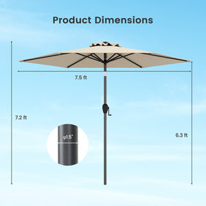 7.5 feet Outdoor Patio Heavy Duty Market Umbrella with Push Button Tilt-Beige view 5