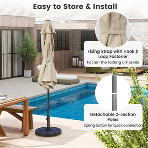 7.5 feet Outdoor Patio Heavy Duty Market Umbrella with Push Button Tilt-Beige view 6