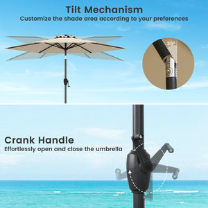 7.5 feet Outdoor Patio Heavy Duty Market Umbrella with Push Button Tilt-Beige view 7