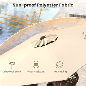 7.5 feet Outdoor Patio Heavy Duty Market Umbrella with Push Button Tilt-Beige view 8