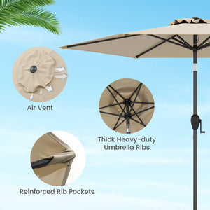 7.5 feet Outdoor Patio Heavy Duty Market Umbrella with Push Button Tilt-Beige view 9